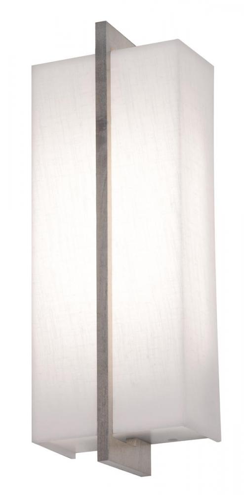 Apex LED Sconce - Weathered Grey Finish - Linen White Shade