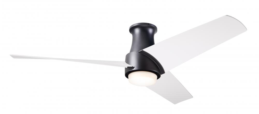 Ambit Flush DC Fan- Matte Black Finish; 56" Matte White Blades; 17W LED (Matte Black Trim)