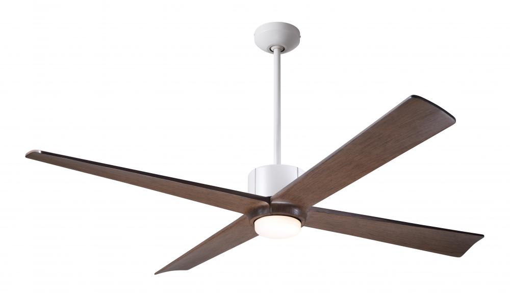 Nouveau DC Fan; Matte White Finish w/ Graphite; 56" Mahogany Blades; 17W LED; Wall Control