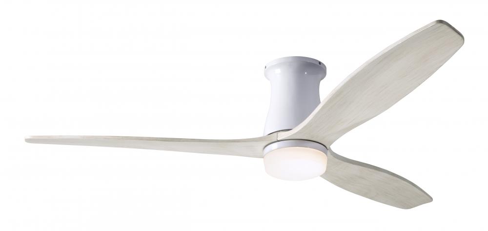 Arbor Flush DC Fan; Gloss White Finish; 54" Whitewash Blades; 17W LED; Remote Control