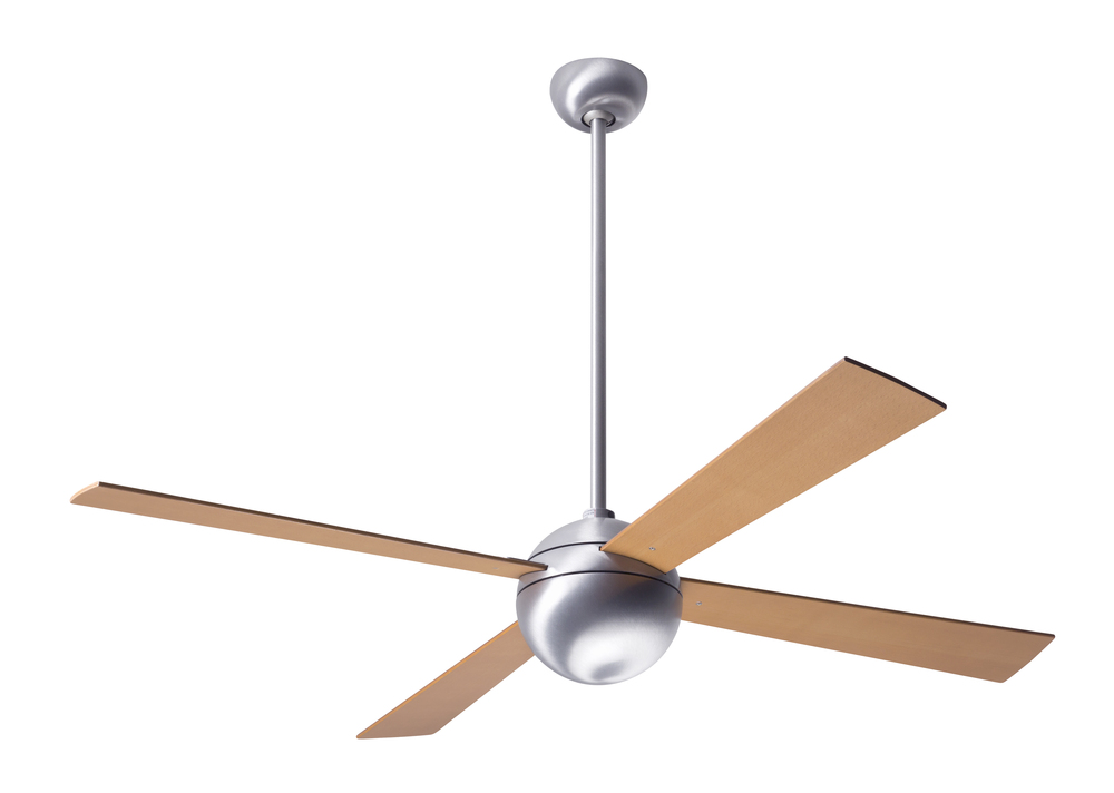 Ball Fan; Brushed Aluminum Finish; 42" Maple Blades; No Light; Fan Speed and Light Control (3-wi