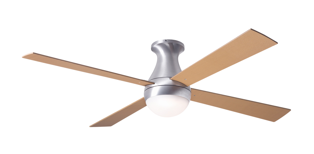 Ball Flush Fan; Brushed Aluminum Finish; 42" Maple Blades; 20W LED; Fan Speed and Light Control