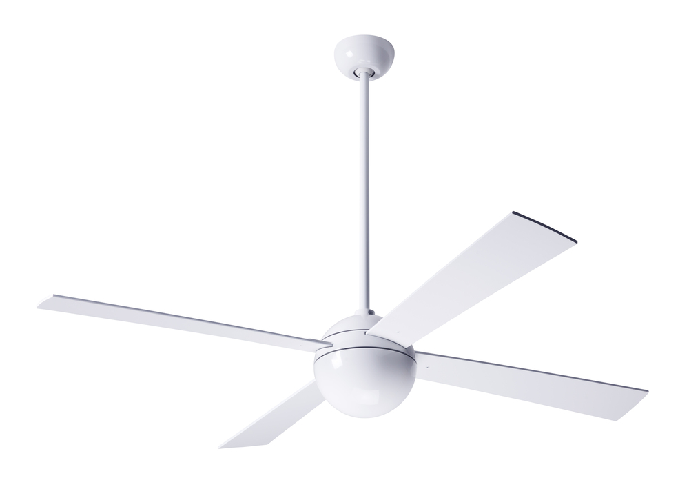 Ball Fan; Gloss White Finish; 42" White Blades; No Light; Fan Speed and Light Control (3-wire)