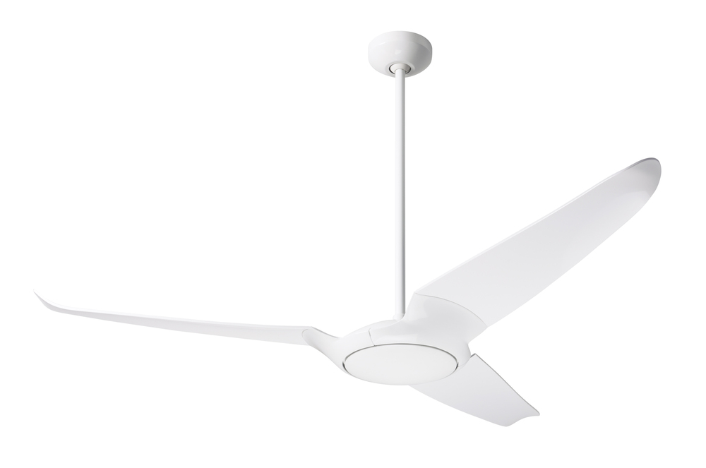 IC/Air (3 Blade ) Fan; Gloss White Finish; 56" Nickel Blades; No Light; Remote Control