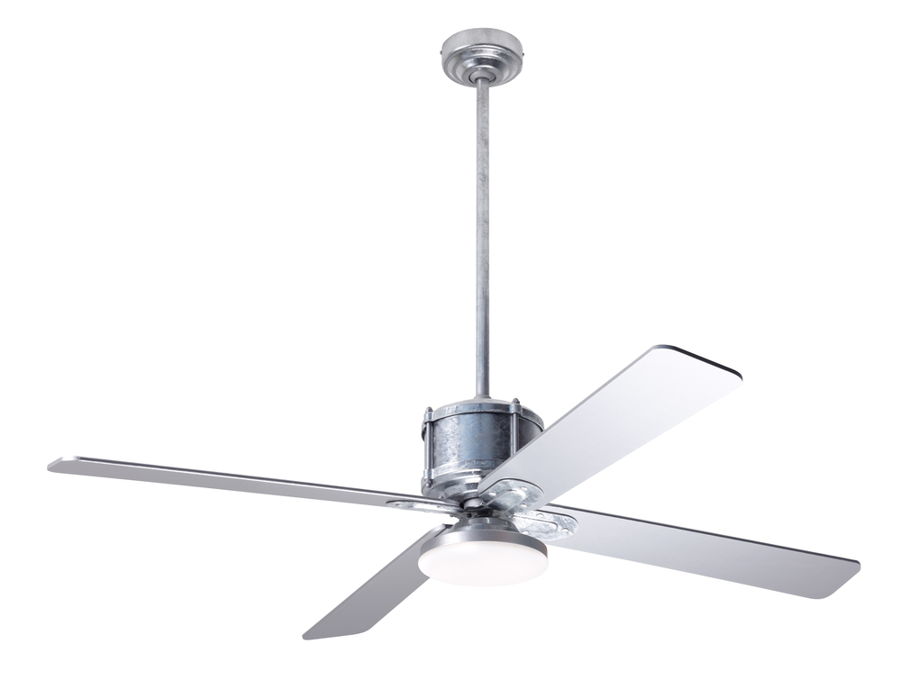 Industry DC Fan; Galvanized Finish; 50" Silver Blades; 20W LED Open; Wall Control