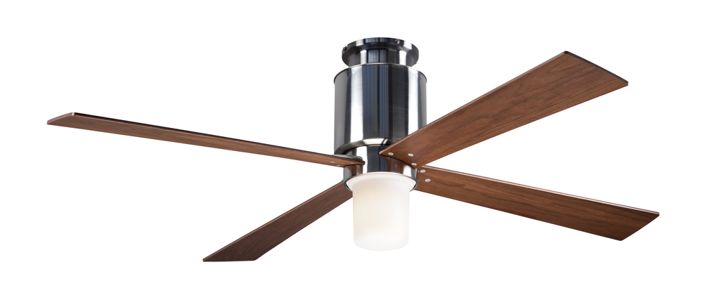 Lapa Flush Fan; Bright Nickel Finish; 50" Mahogany Blades; 17W LED; Fan Speed and Light Control
