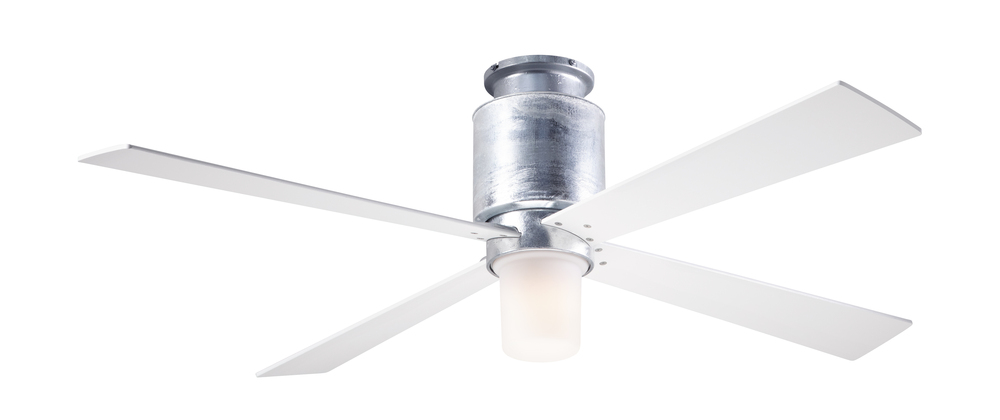Lapa Flush Fan; Galvanized Finish; 50" White Blades; 17W LED; Fan Speed and Light Control (3-wir