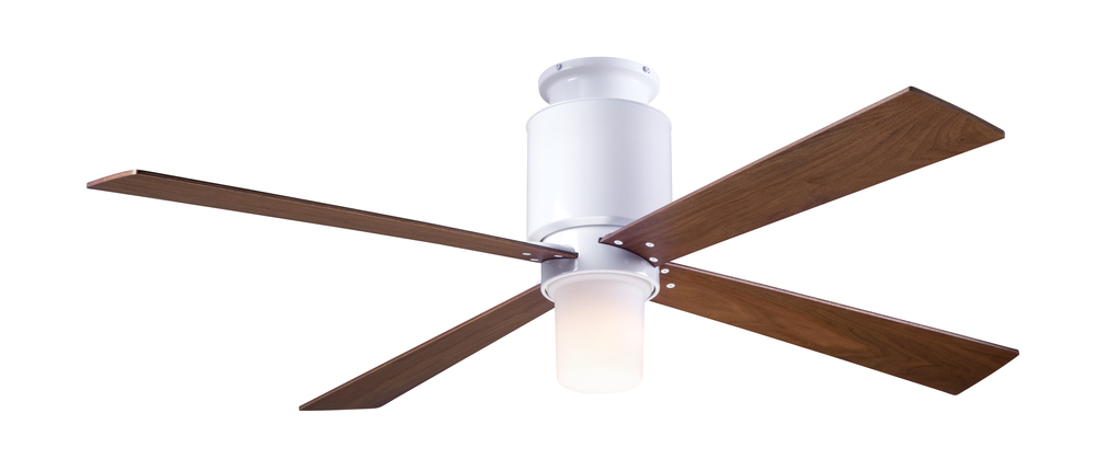 Lapa Flush Fan; Gloss White Finish; 50" Mahogany Blades; 17W LED; Fan Speed and Light Control (3