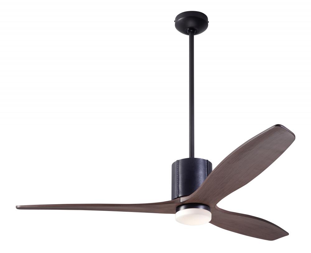 LeatherLuxe DC Fan; Dark Bronze Finish with Black Leather; 54" Mahogany Blades; 17W LED; Remote