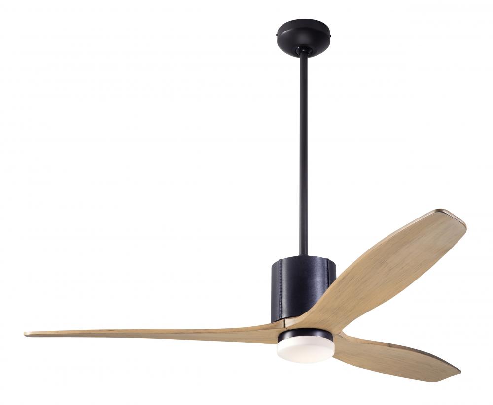 LeatherLuxe DC Fan; Dark Bronze Finish with Black Leather; 54" Maple Blades; 17W LED; Remote Con