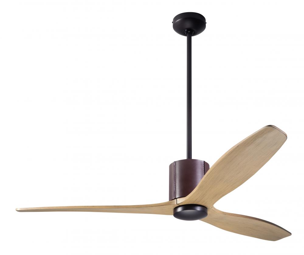 LeatherLuxe DC Fan; Dark Bronze Finish with Chocolate Leather; 54" Maple Blades; No Light; Wall