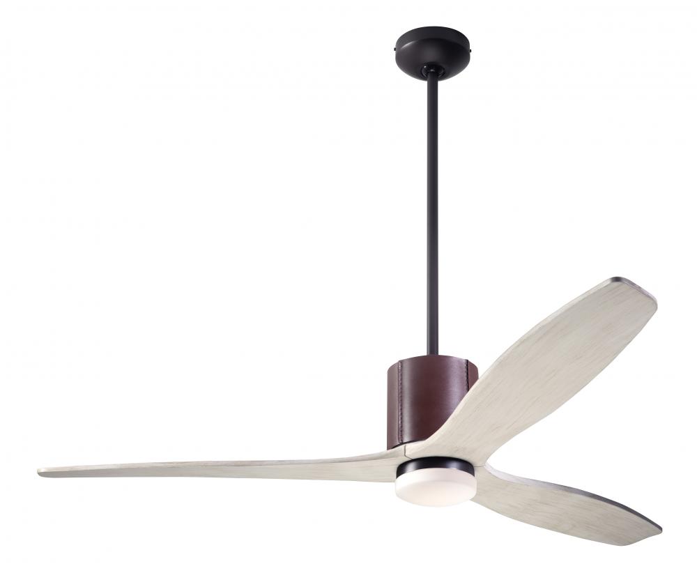 LeatherLuxe DC Fan; Dark Bronze Finish with Chocolate Leather; 54" Whitewash Blades; 17W LED; Re