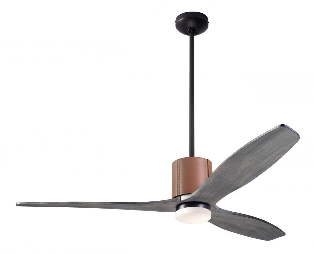 LeatherLuxe DC Fan; Dark Bronze Finish with Tan Leather; 54" Graywash Blades; 17W LED; Remote Co