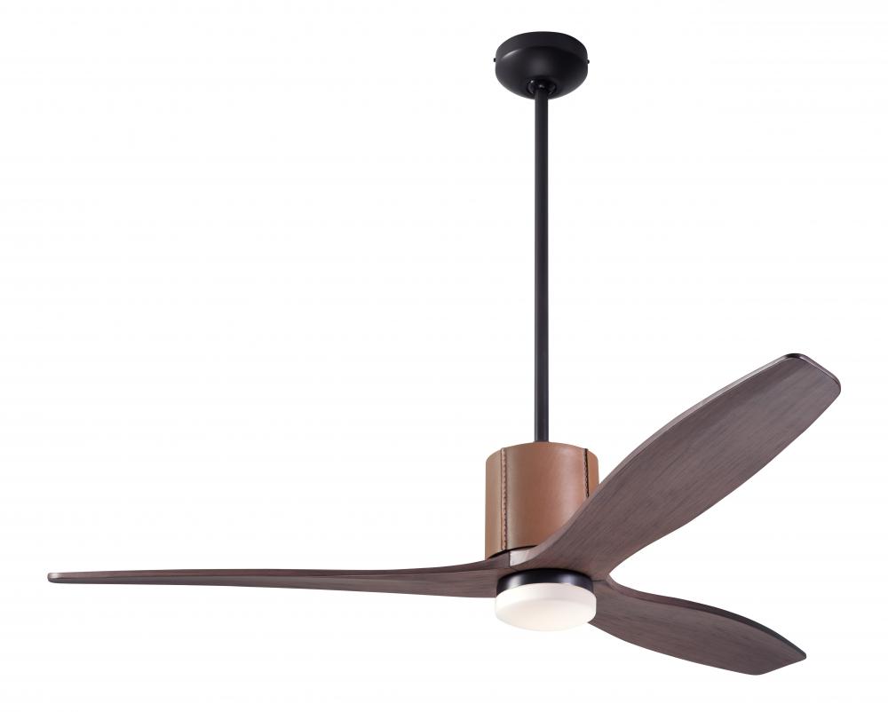 LeatherLuxe DC Fan; Dark Bronze Finish with Tan Leather; 54" Mahogany Blades; 17W LED; Remote Co