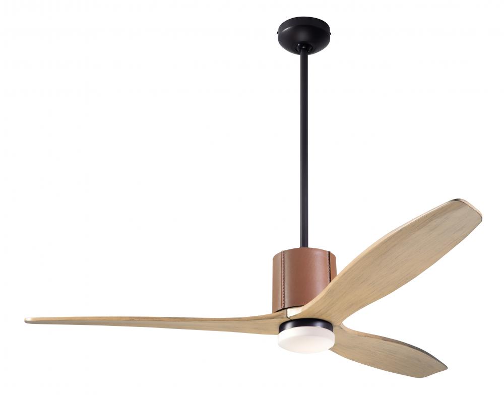LeatherLuxe DC Fan; Dark Bronze Finish with Tan Leather; 54" Maple Blades; 17W LED; Remote Contr