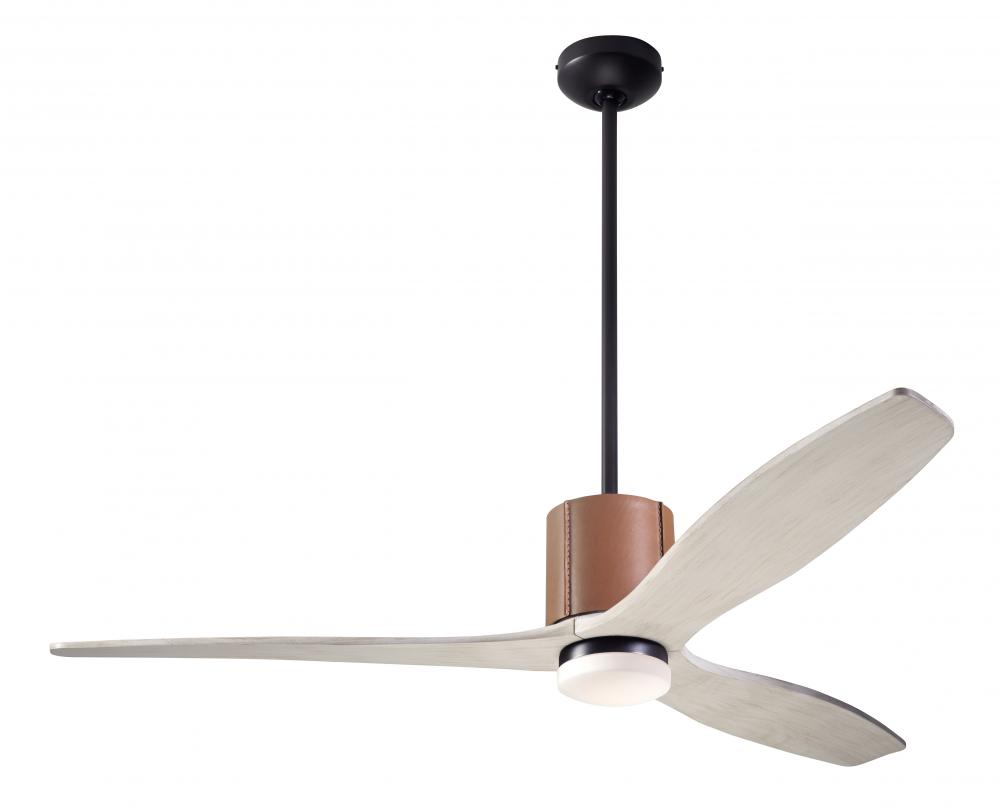 LeatherLuxe DC Fan; Dark Bronze Finish with Tan Leather; 54" Whitewash Blades; 17W LED; Remote C