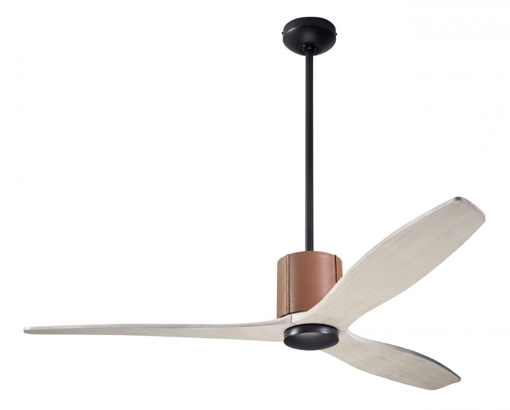 LeatherLuxe DC Fan; Dark Bronze Finish with Tan Leather; 54" Whitewash Blades; No Light; Wall Co