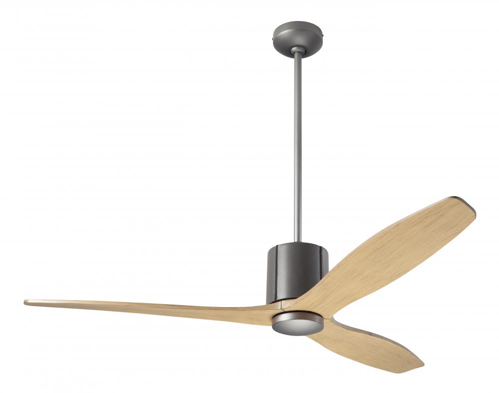 LeatherLuxe DC Fan; Graphite Finish with Gray Leather; 54" Maple Blades; No Light; Remote Contro