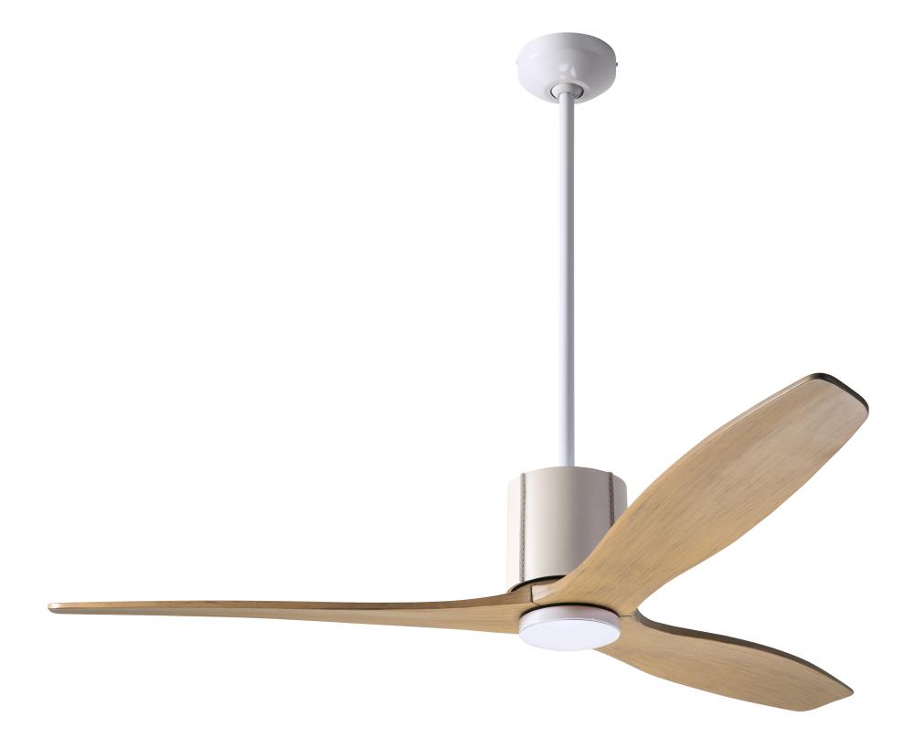 LeatherLuxe DC Fan; Gloss White Finish with Ivory Leather; 54" Maple Blades; No Light; Wall Cont