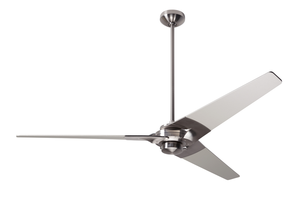 Torsion Fan; Bright Nickel Finish; 62" White Blades; No Light; Fan Speed and Light Control (3-wi