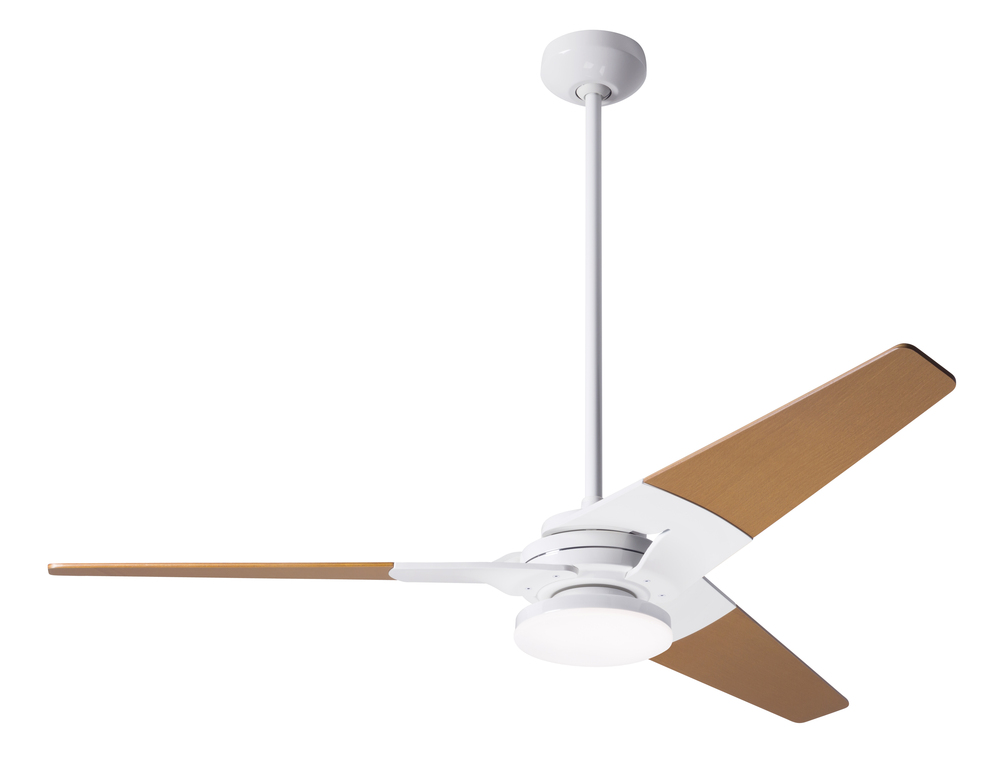 Torsion Fan; Gloss White Finish; 52" Maple Blades; 20W LED; Fan Speed and Light Control (3-wire)