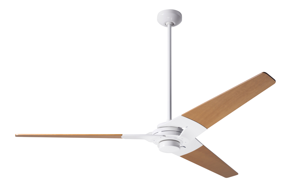 Torsion Fan; Gloss White Finish; 62" Maple Blades; No Light; Fan Speed and Light Control (3-wire