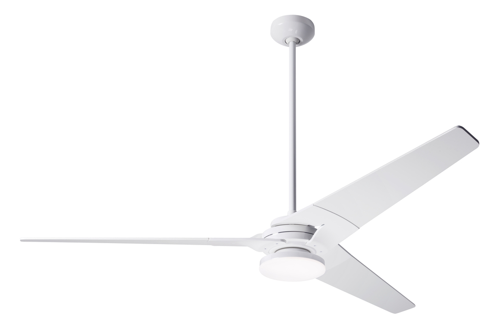 Torsion Fan; Gloss White Finish; 62" White Blades; 20W LED; Fan Speed and Light Control (3-wire)