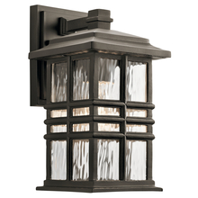 Kichler 49829OZ - Beacon Square 12" 1 Light Outdoor Wall Light with Clear Hammered Glass in Olde Bronze®