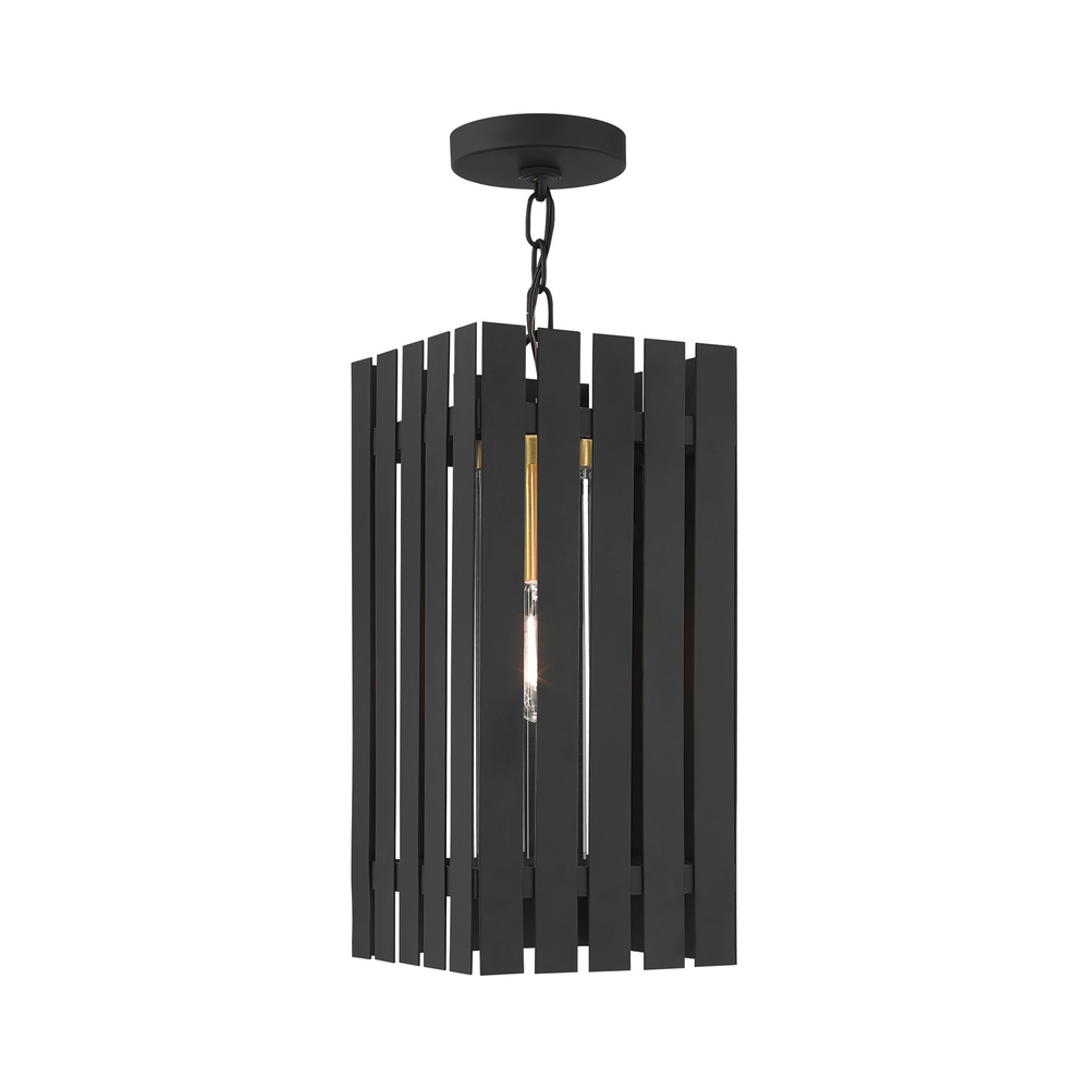 1 Lt Black Outdoor Pendant Lantern