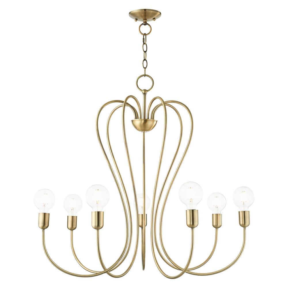 7 Lt Antique Brass Chandelier