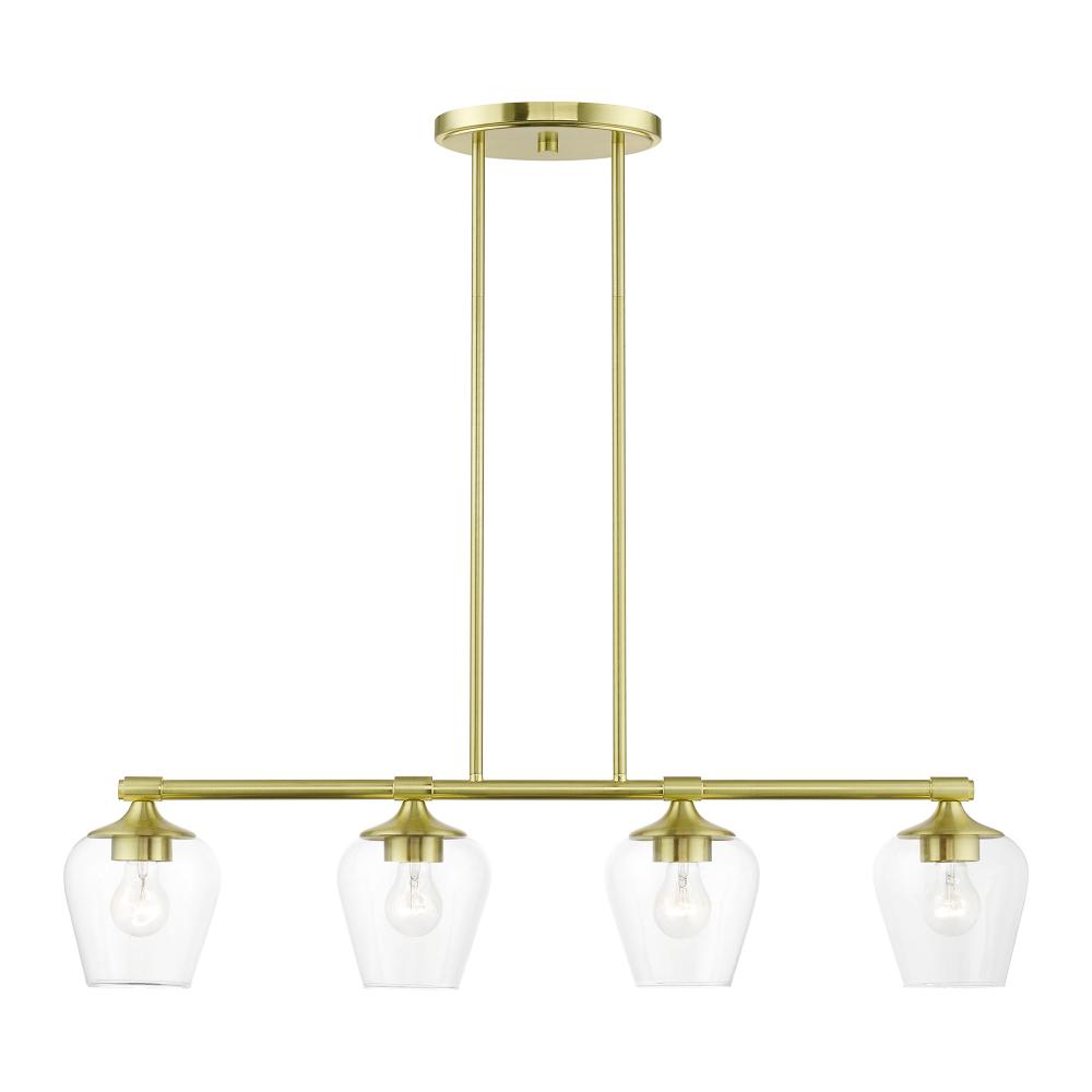 4 Light Satin Brass Linear Chandelier