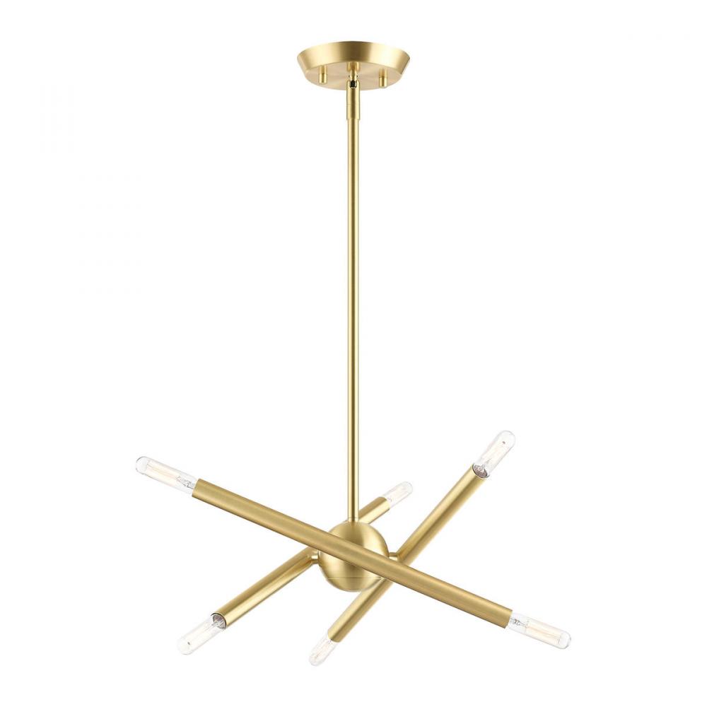 6 Lt Satin Brass Mini Chandelier