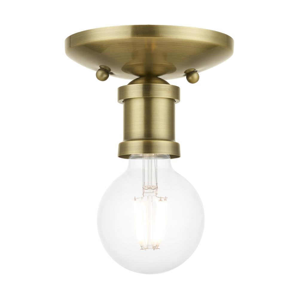 1 Light Antique Brass Single Flush Mount