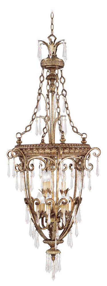 9 Light Vintage Gold Leaf Foyer