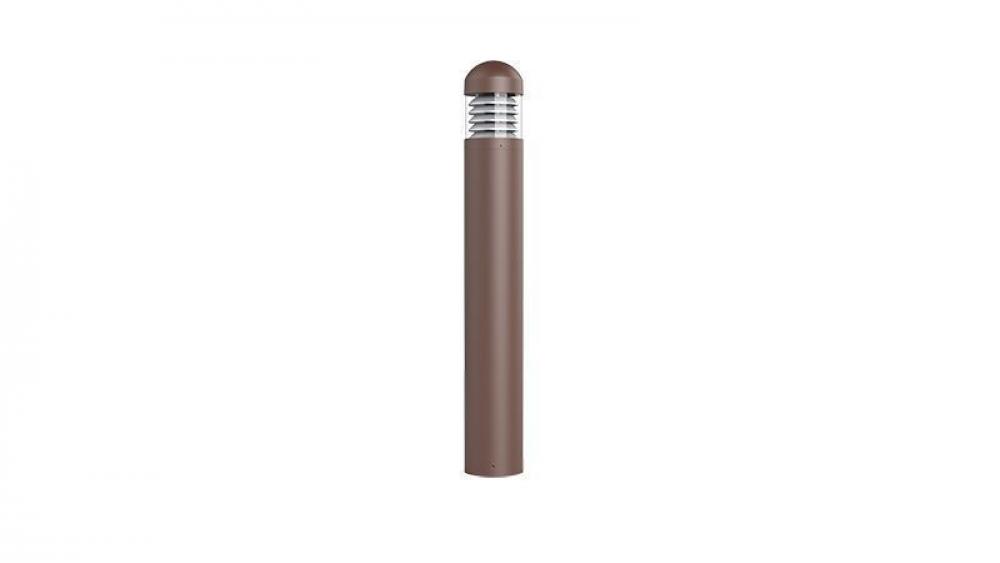 BOLLARD 44in ROUND DOME TOP LOUVER CLEAR LENS ADJ. 12-22W 30/40/50K, BRONZE