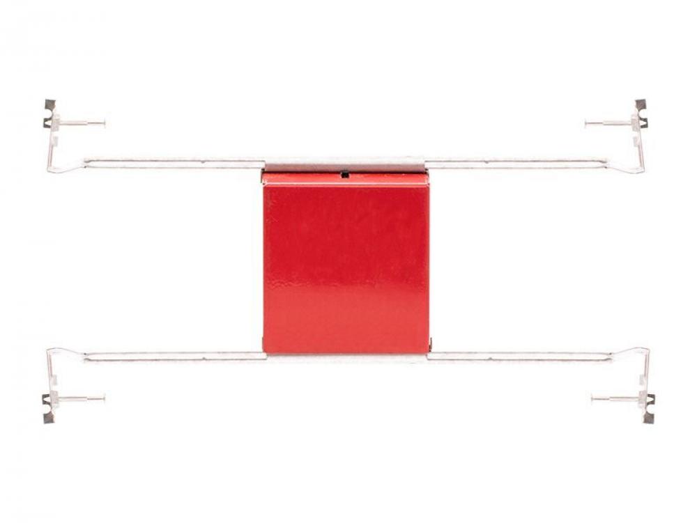 4" SQ IC AIRTIGHT FIRE-RATED RED JUNCTION BOX, 2-3/8in DEEP, WITH HANGER BARS, UL263 AND UL514A