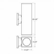 Westgate MFG C1 WMCS-UDL-MCT-BK-DT - 4in SQUARE U/D WALL CYL. 2X12W 30K/40K/50K DIM. - BLACK