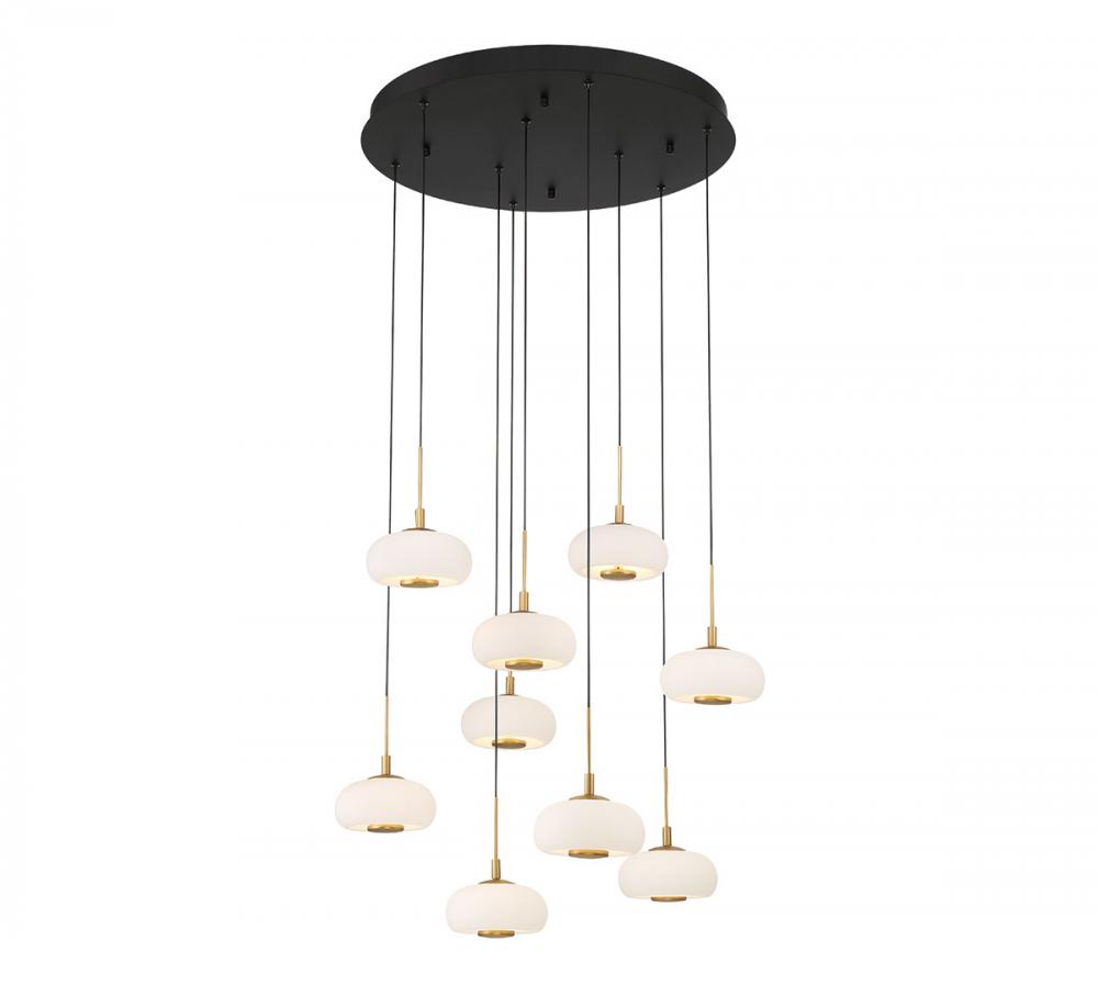 Adelfia, 9 Light Round LED Chandelier, Matte Black