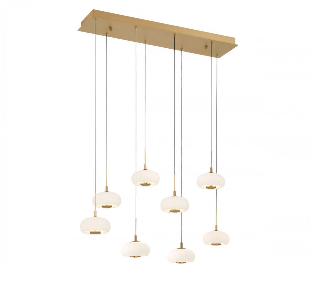 Adelfia, 8 Light Rectangular LED Chandelier, Painted Antique Brass