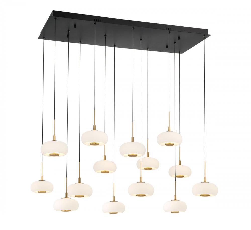 Adelfia, 14 Light Rectangular LED Chandelier, Matte Black