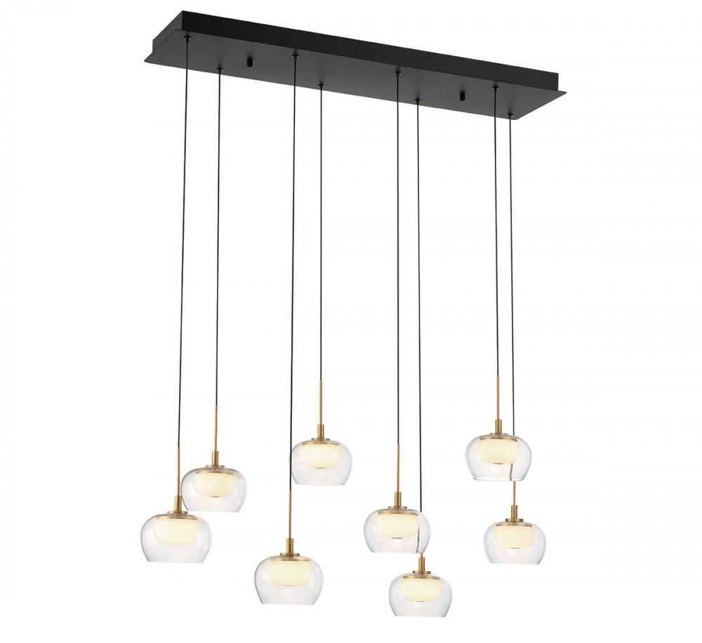 Manarola, 8 Light Rectangular LED Chandelier, Matte Black