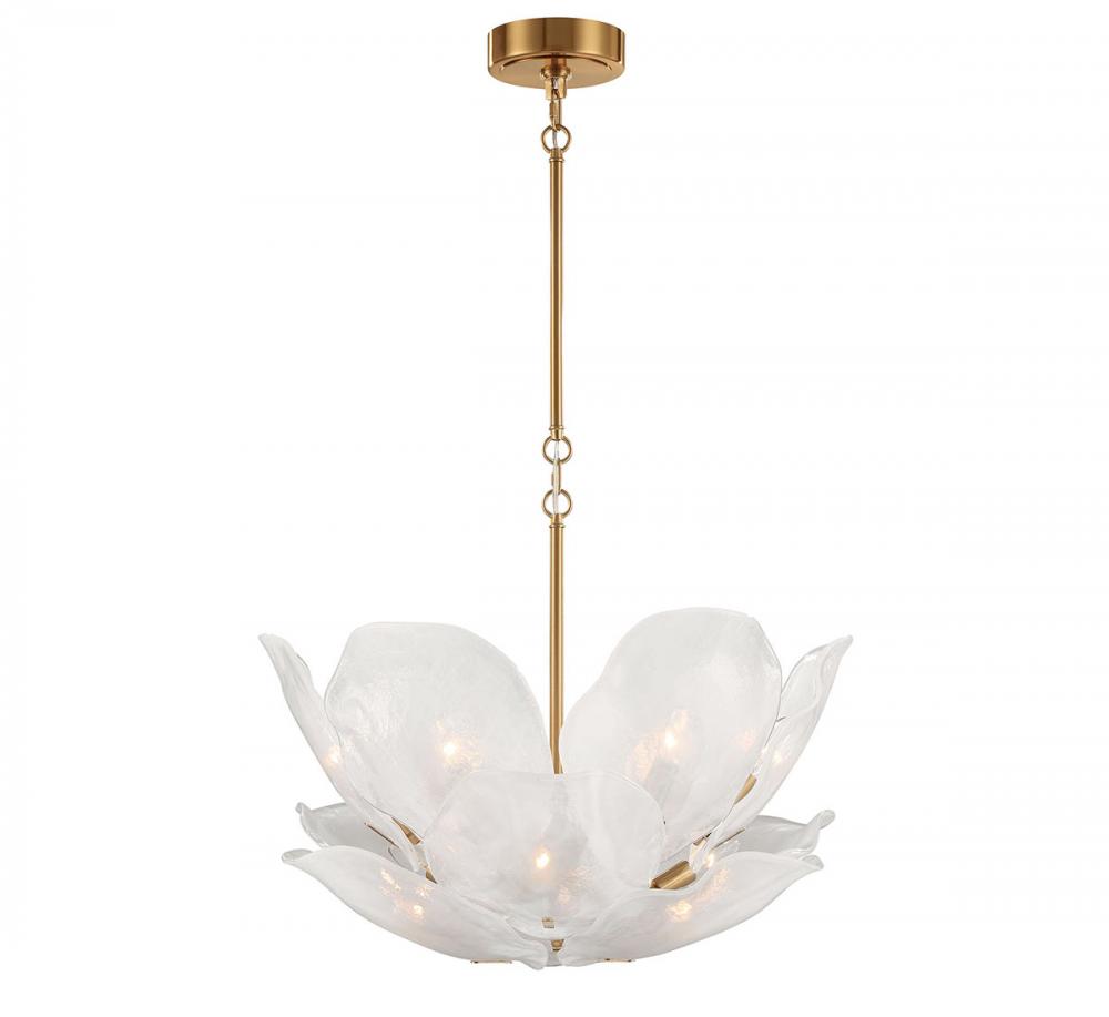 Corato, 12 Light Chandelier, Brushed Brass with Translucent White Glass