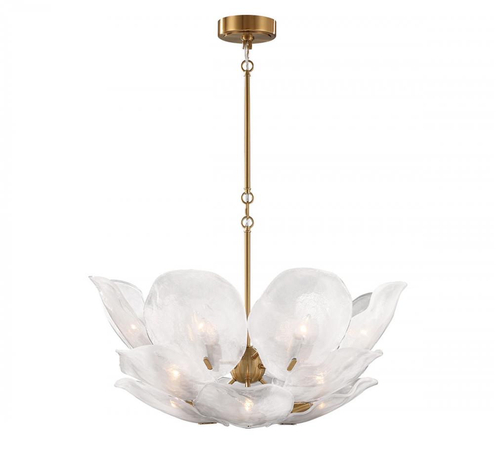 Corato, 16 Light Chandelier, Brushed Brass with Translucent White Glass