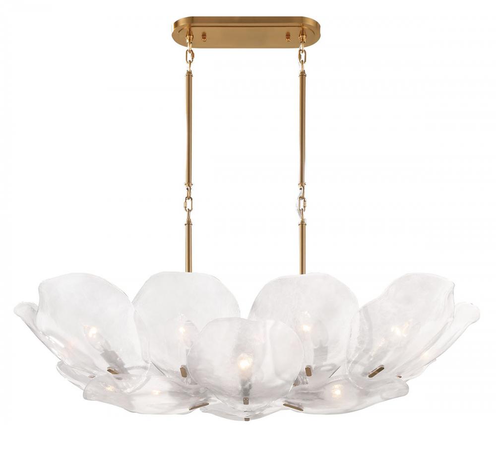 Corato, 14 Light Chandelier, Brushed Brass with Translucent White Glass