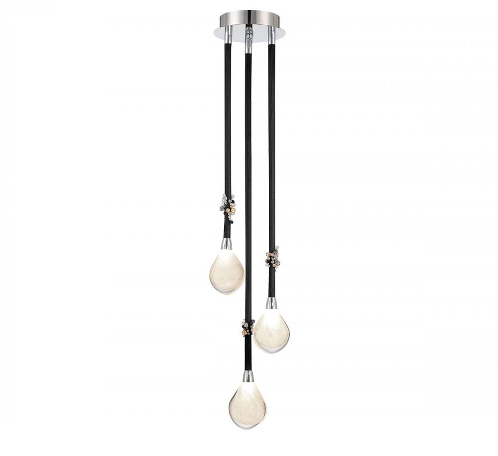 Bellissima, 3 Light LED Pendant, Black Sleeves