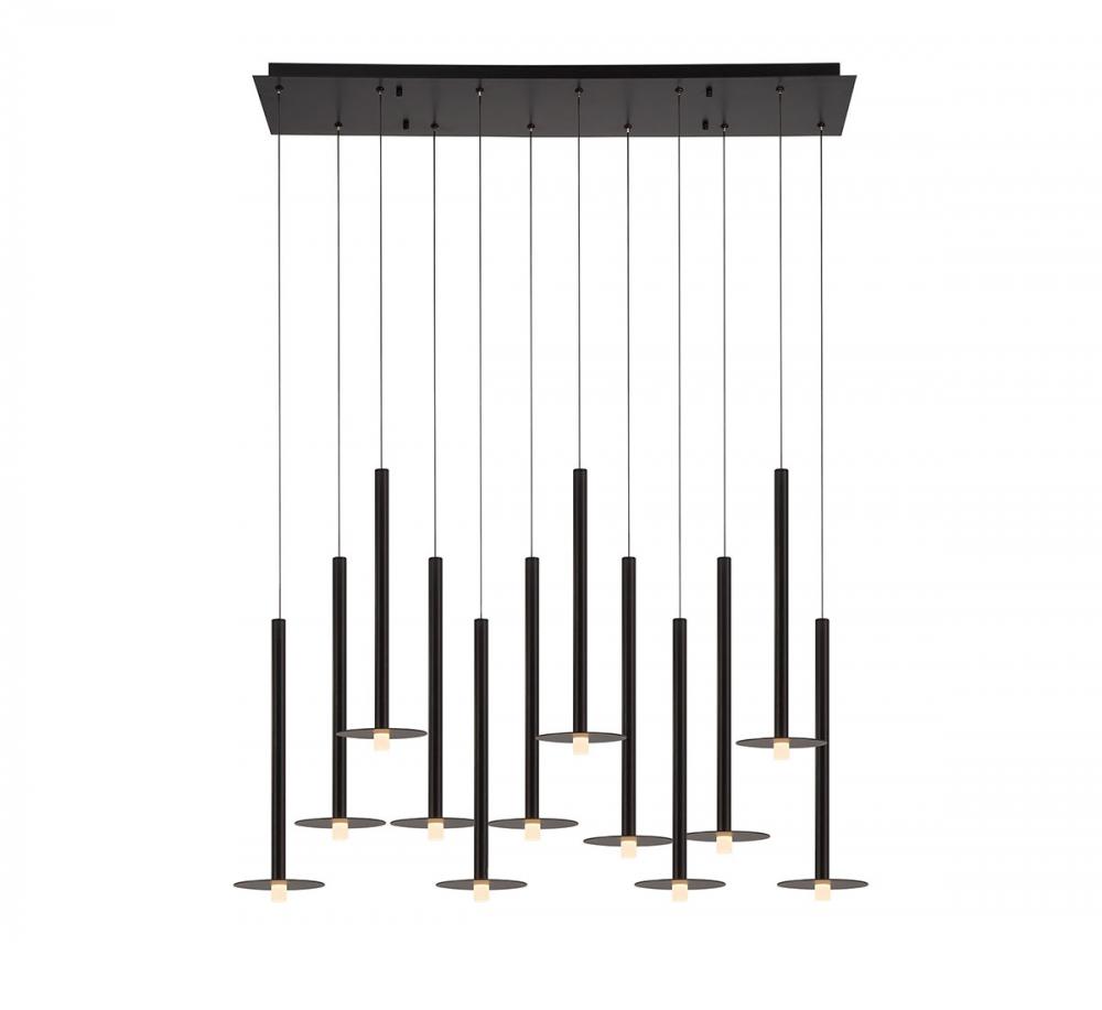 Piatto, 12 Light Linear LED Chandelier, Matte Black