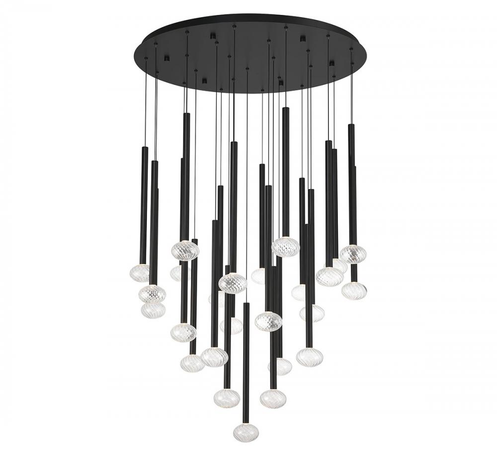 Soffio, 25 Light Round LED Chandelier, Matte Black