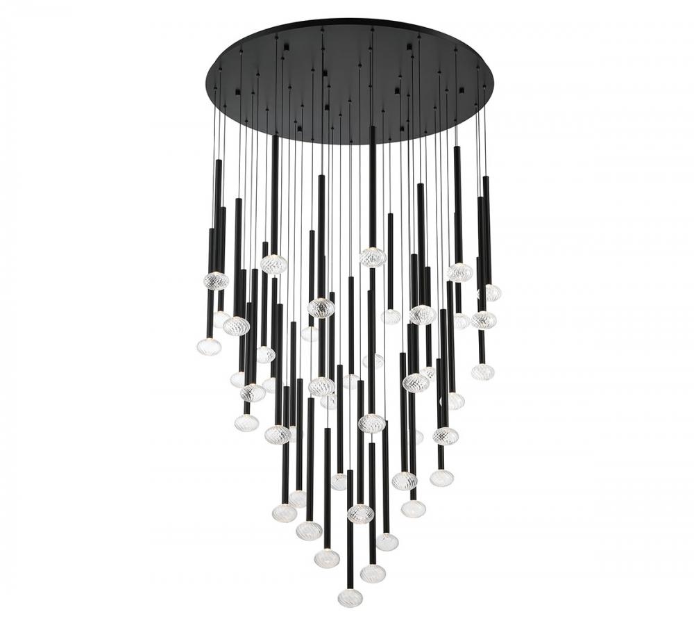 Soffio, 44 Light Round LED Chandelier, Matte Black