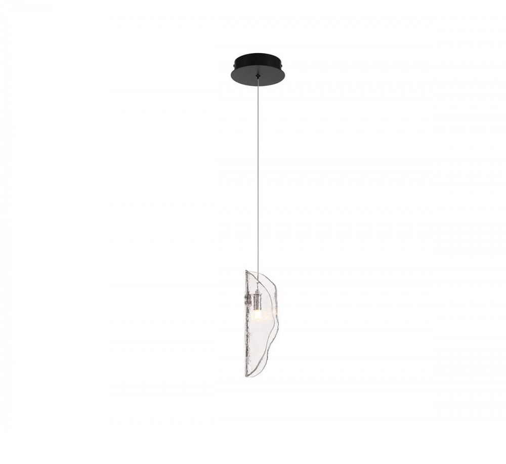 Sorrento, 1 Light LED Pendant, Clear, Black Canopy