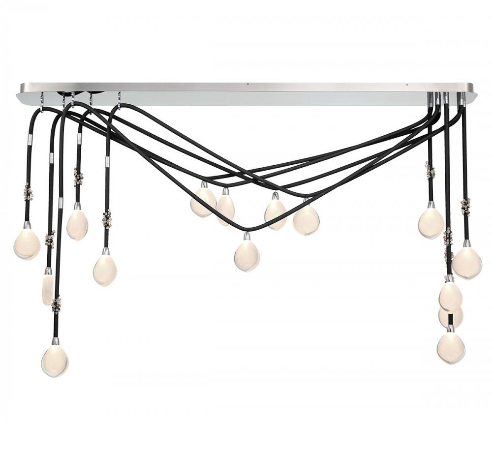 Bellissima, 15 Light Linear Chandelier, Black Sleeves